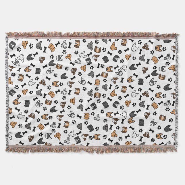 Roligt Cute-Hundraser med benen och Tass avtryck Filt (Framsidan)