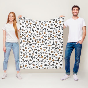 Roligt Cute-Hundraser med benen och Tass avtryck Fleecefilt