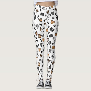Roligt Cute-Hundraser med benen och Tass avtryck Leggings