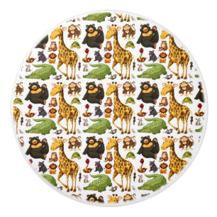 Roligt Cute Jungle Animals Knopp