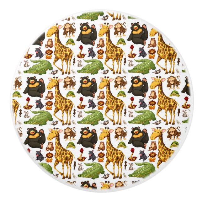 Roligt Cute Jungle Animals Knopp (Framsidan)