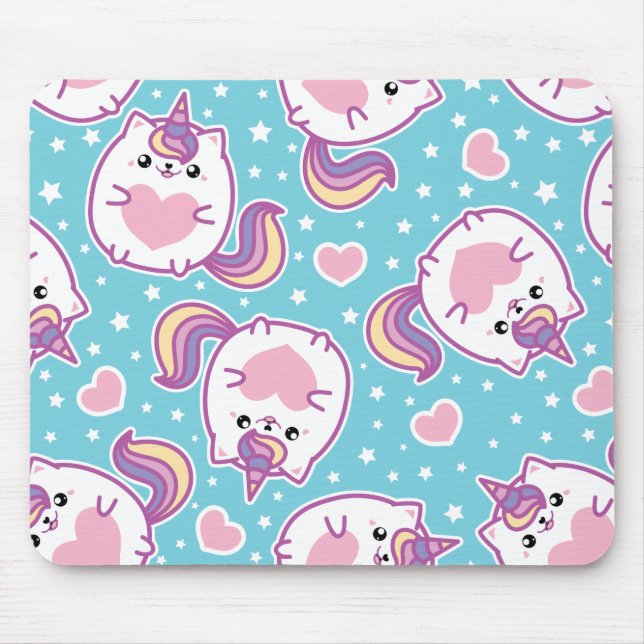 Roligt Cute Knubbig Kitschy Unicorn Kattunge Musmatta (Framsidan)