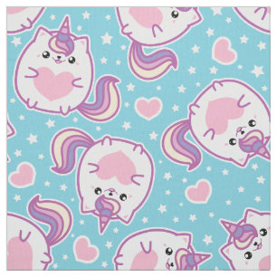 Roligt Cute Knubbig Kitschy Unicorn Kattunge Tyg
