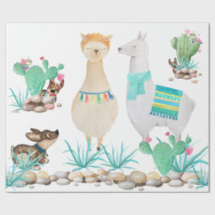 Roligt Cute Llama, Hund, Uggla Teal Desert Presentpapper