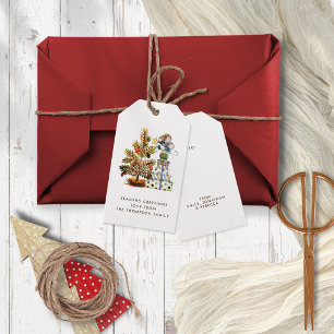 Roligt Cute Mice Decorating Julgran Namn Presentetikett