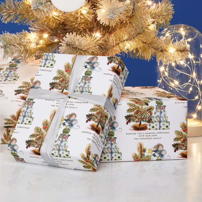 Roligt Cute Mice Julgran Namn Presentpapper (Helgdagar)