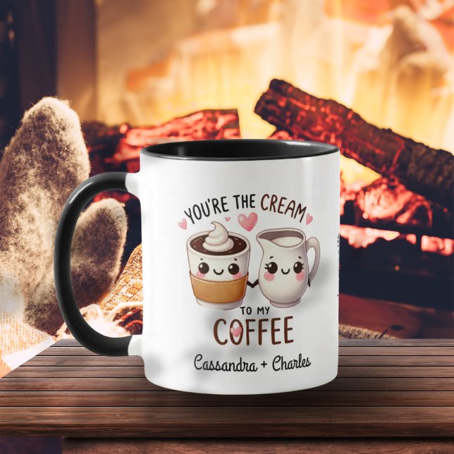 Roligt & Cute Par "Cream to My Coffee" Mugg (Fun & Cute Couples "Cream to My Coffee" Mug)