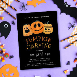Roligt Cute Pumpkin Carving Halloween fest Inbjuda Julkort