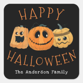 Roligt Cute Pumpkin Jack O'Lantern Halloween fest Fyrkantigt Klistermärke