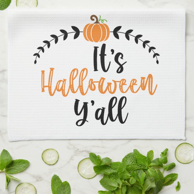 Roligt Cute Pumpkin sin Halloween Yall Kökshandduk (Vikta)