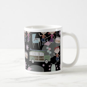 Roligt Cute Retro Art Sock Skutt Mönster Kaffemugg