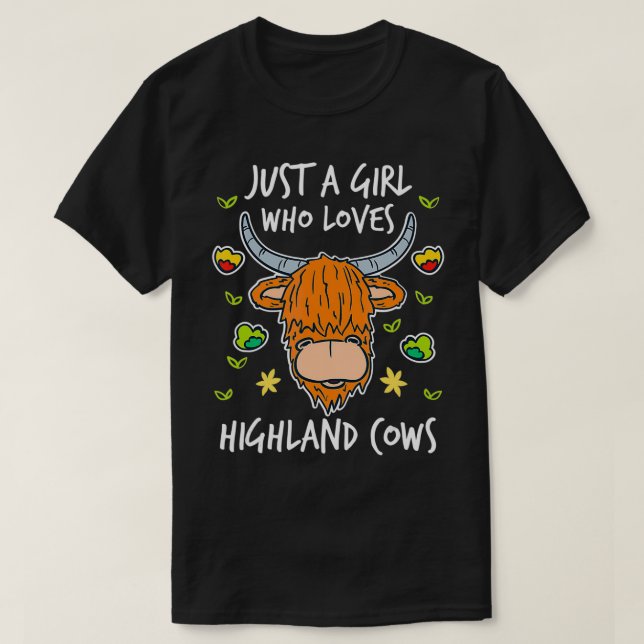 Roligt Cute Scottish Highland Cow T Shirt (Design framsida)