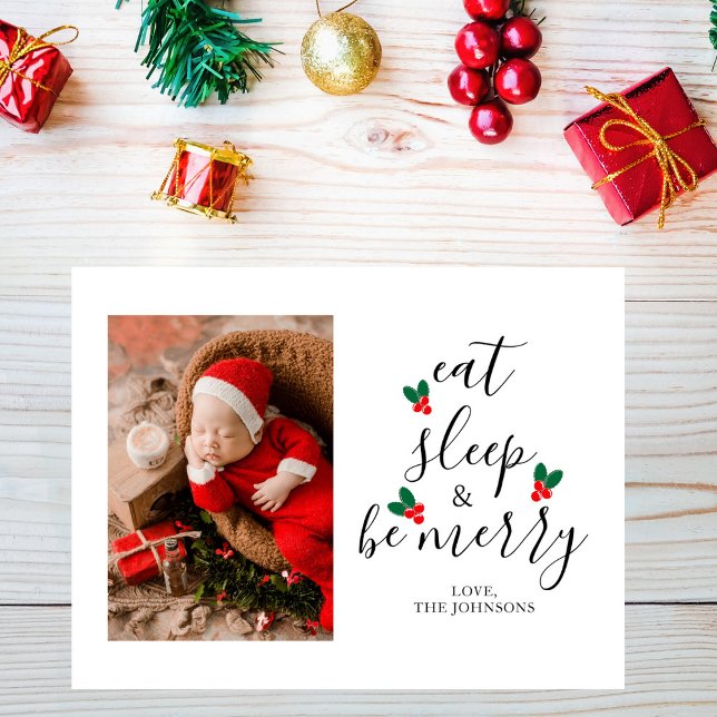 Roligt Cute Script Julgran Photo Jul Helg Vykort (Skapare uppladdad)