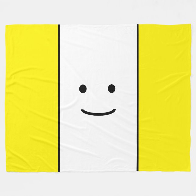 Roligt Cute Smily Ansikte Bright Gult White Rand Fleecefilt (Framsidan (Horisontell))