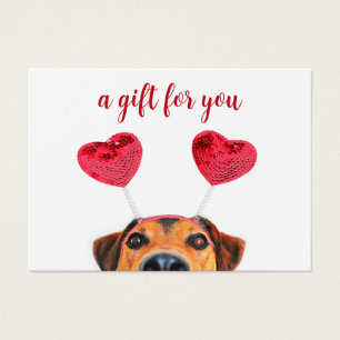 Roligt Cute Valentine Day Hund Headband Gift Card Visitkort