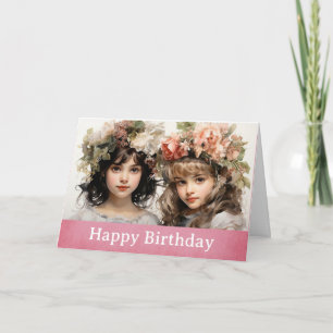 Roligt Cute Vintage Girls Friend Birthday Kort