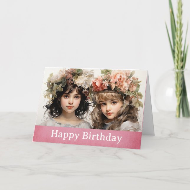 Roligt Cute Vintage Girls Friend Birthday Kort (Framsida)