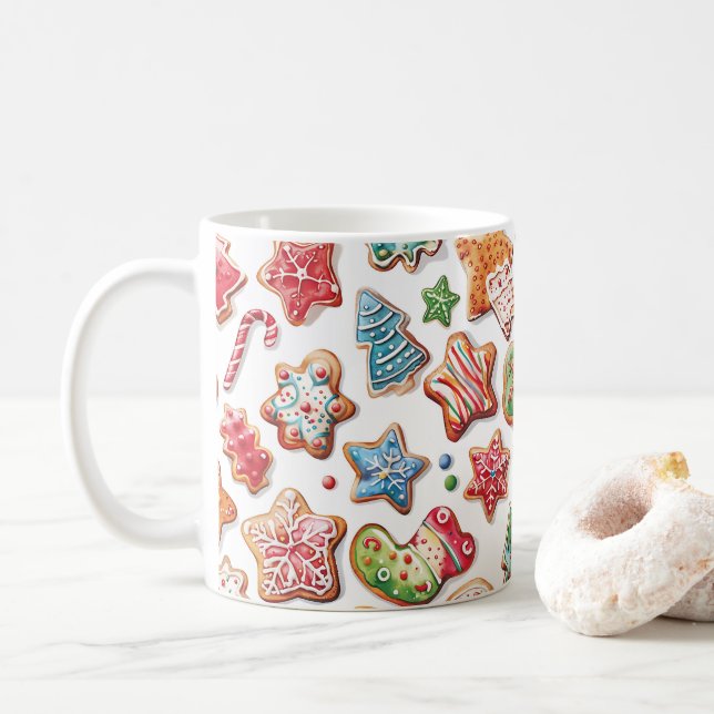 Roligt Cute Watercolor jul Cookies Mugg (Med munk)