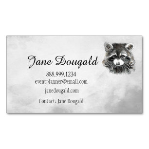 Roligt Cute Watercolor Raccoon Animal Magnetiska Visitkort