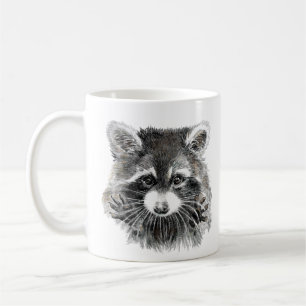 Roligt Cute Watercolor Raccoon Cheerful Inspiratio Kaffemugg