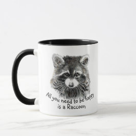 Roligt Cute Watercolor Raccoon Cheerful Inspiratio Mugg