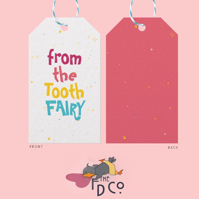 Roligt Cute Whimsical "from the Tooth Fairy" Starr Presentetikett (Skapare uppladdad)
