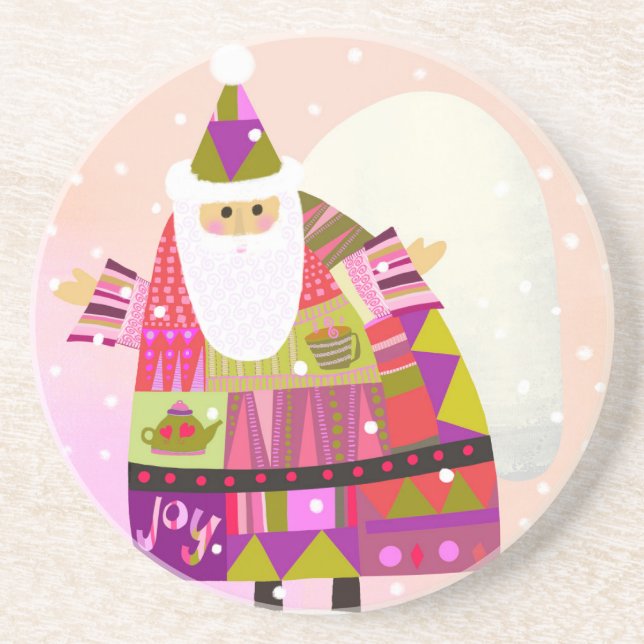 Roligt Cute Winter Santa Underlägg (Framsidan)