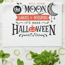 Roligt Cute Witch Måne Svarta katter Halloween Kökshandduk