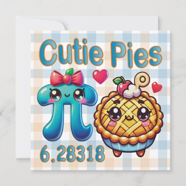 Roligt Cutie Paj Cute Pi Symbol & Paj Pun Inbjudningar (Framsida)