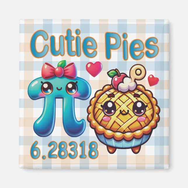 Roligt Cutie Paj Cute Pi Symbol & Paj Pun Magnet (Framsidan)