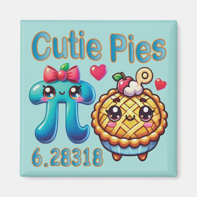 Roligt Cutie Paj Cute Pi Symbol & Paj Pun Magnet (Framsidan)