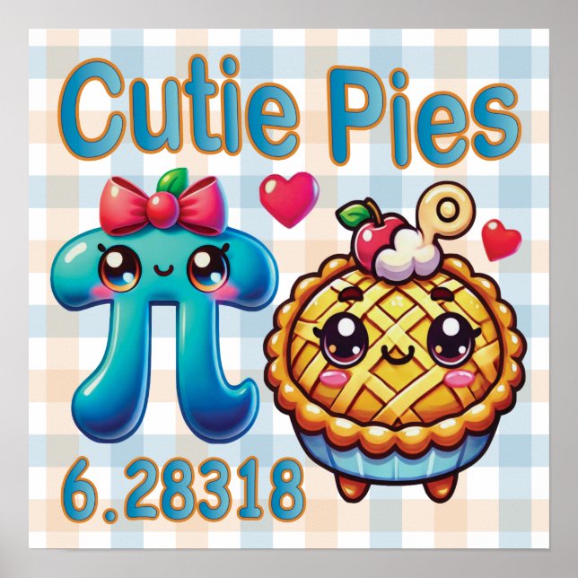 Roligt Cutie Paj Cute Pi Symbol & Paj Pun Poster (Framsidan)