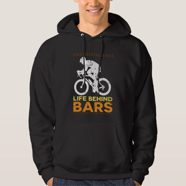 Roligt cykla för cykel"liv bak pub" cyklist hoodie (Framsida)