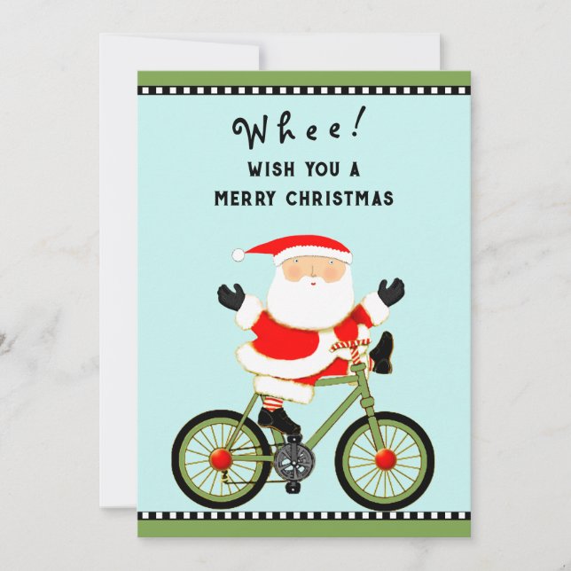 Roligt Cykling Cyklist Jul Julkort (Framsida)