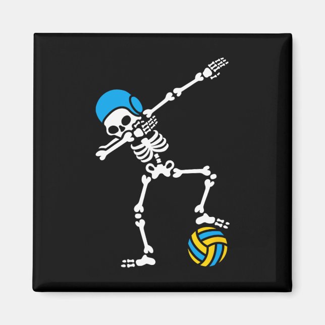 Roligt Dab dabbing skeleton Vatten polo Halloween  Magnet (Framsidan)