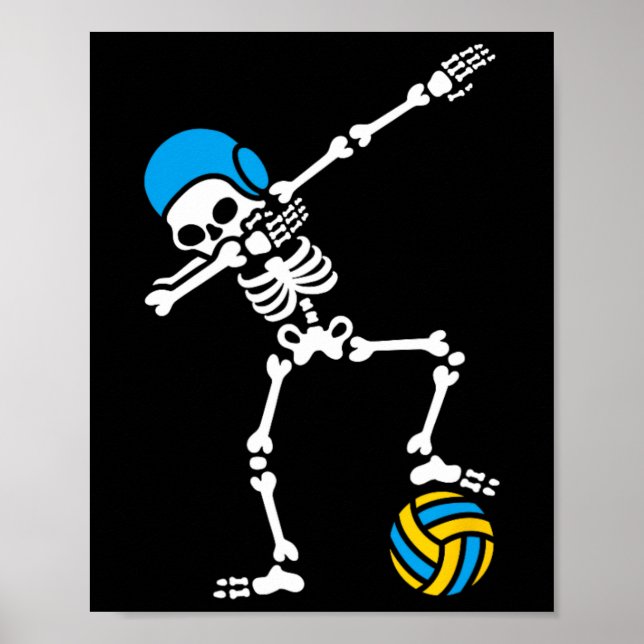 Roligt Dab dabbing skeleton Vatten polo Halloween  Poster (Framsidan)