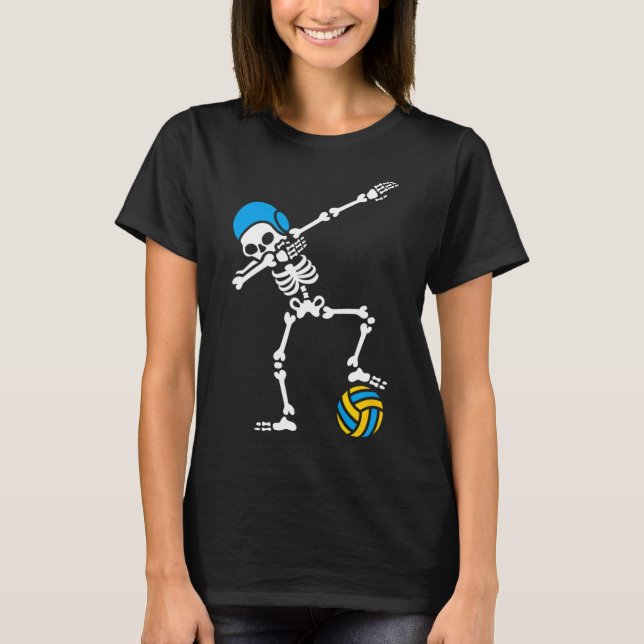Roligt Dab dabbing skeleton Vatten polo Halloween  T Shirt (Framsida)