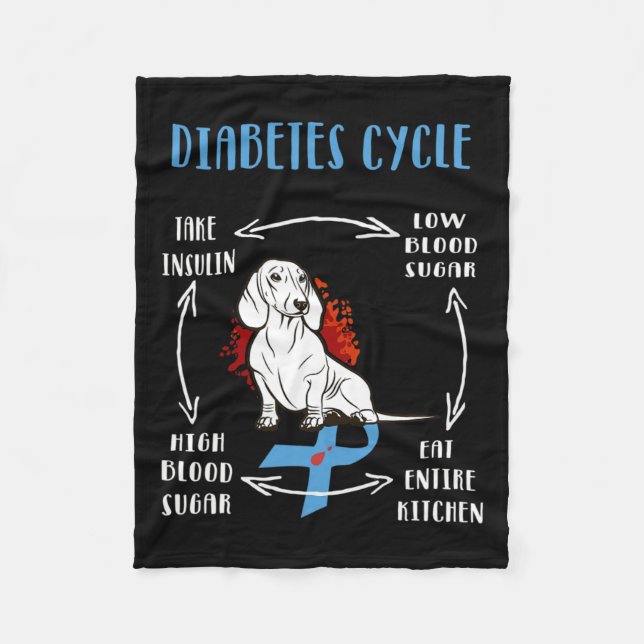Roligt Dachshund Diabetes Life Cycle Diabetes Awar Fleecefilt (Framsidan)