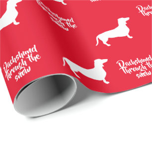 Roligt Dachshund genom Snö Presentpapper