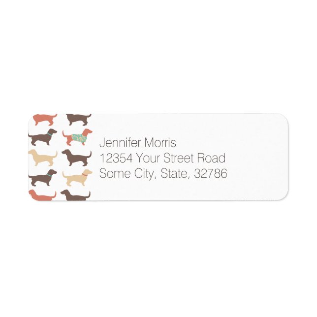 Roligt Dachshund Hund Mönster Returadress Etikett (Framsidan)
