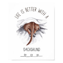 Roligt Dachshund Wall Art Poster