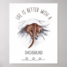 Roligt Dachshund Wall Art Poster