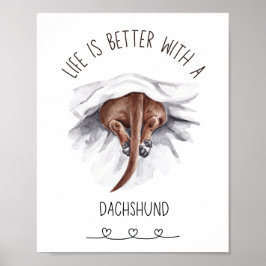 Roligt Dachshund Wall Art Poster