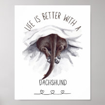 Roligt Dachshund Wall Art Poster svart