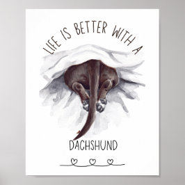 Roligt Dachshund Wall Art Poster svart
