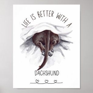 Roligt Dachshund Wall Art Poster svart