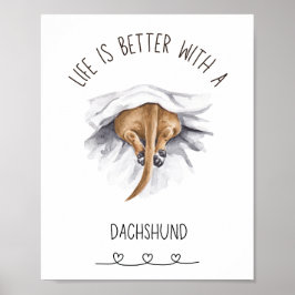 Roligt Dachshund Wall Art Poster Tan