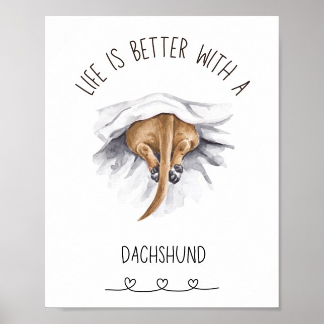 Roligt Dachshund Wall Art Poster Tan (Framsidan)