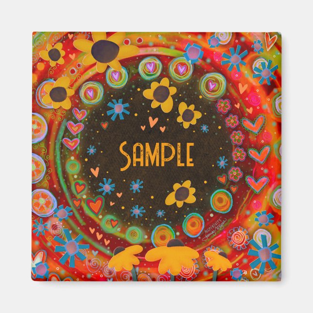 Roligt Daisy Flowers Anpassningsbar Inspirief Magn Magnet (Framsidan)