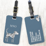 Roligt Dalmatian Hund Monogram Luggage Tag Bagagebricka<br><div class="desc">Cute Dalmatian hund på gröntens baksida. Originalkonst av Nic Squirrell. Ändra eller ta bort monogrammet initialer och placera dina egna detaljer på baksidan för att anpassa dig.</div>